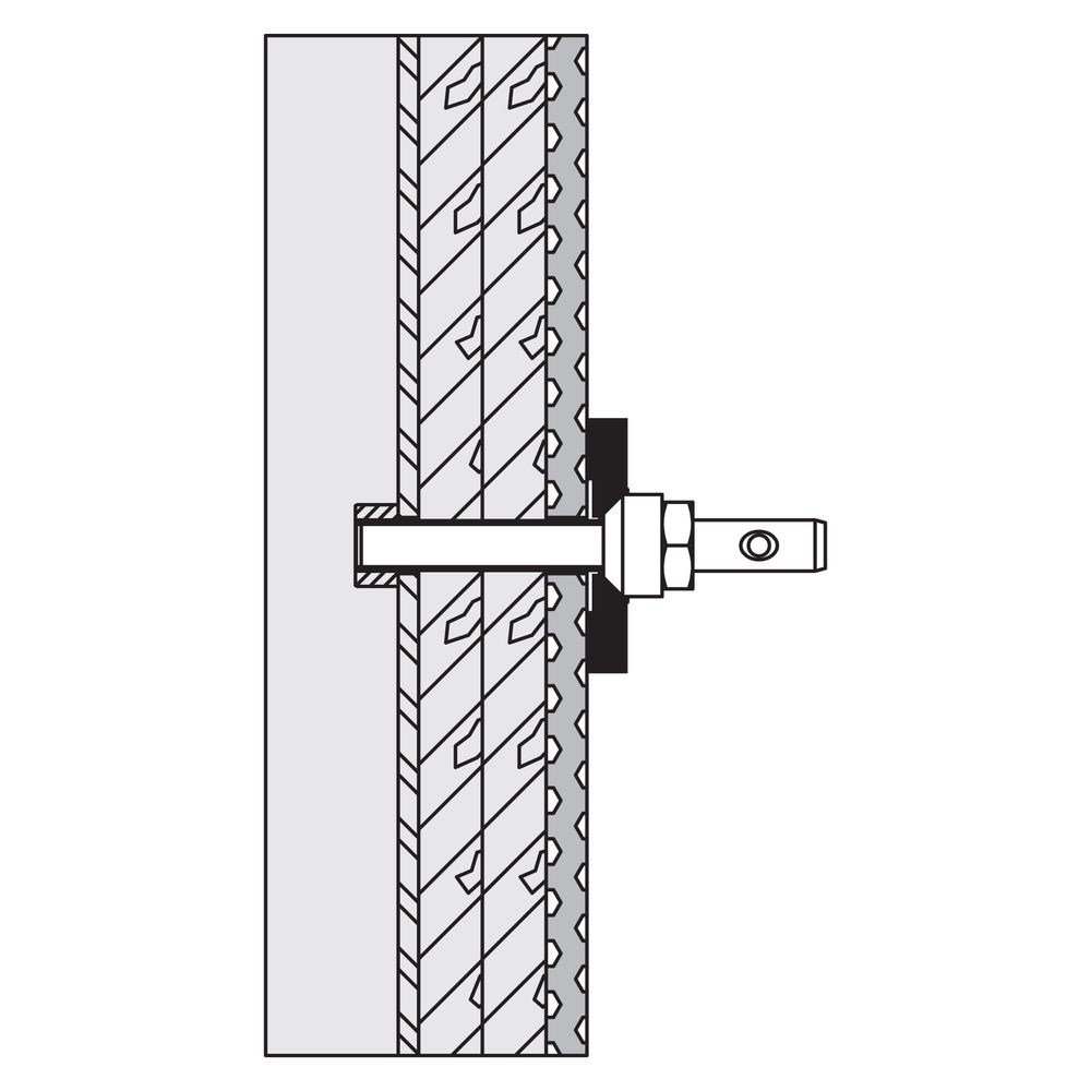 Matériel de fixation HEWI pour dossier de siège 801/805 Classic, 1 point de fixation, pour cloison légère avec montant porteur en acier
