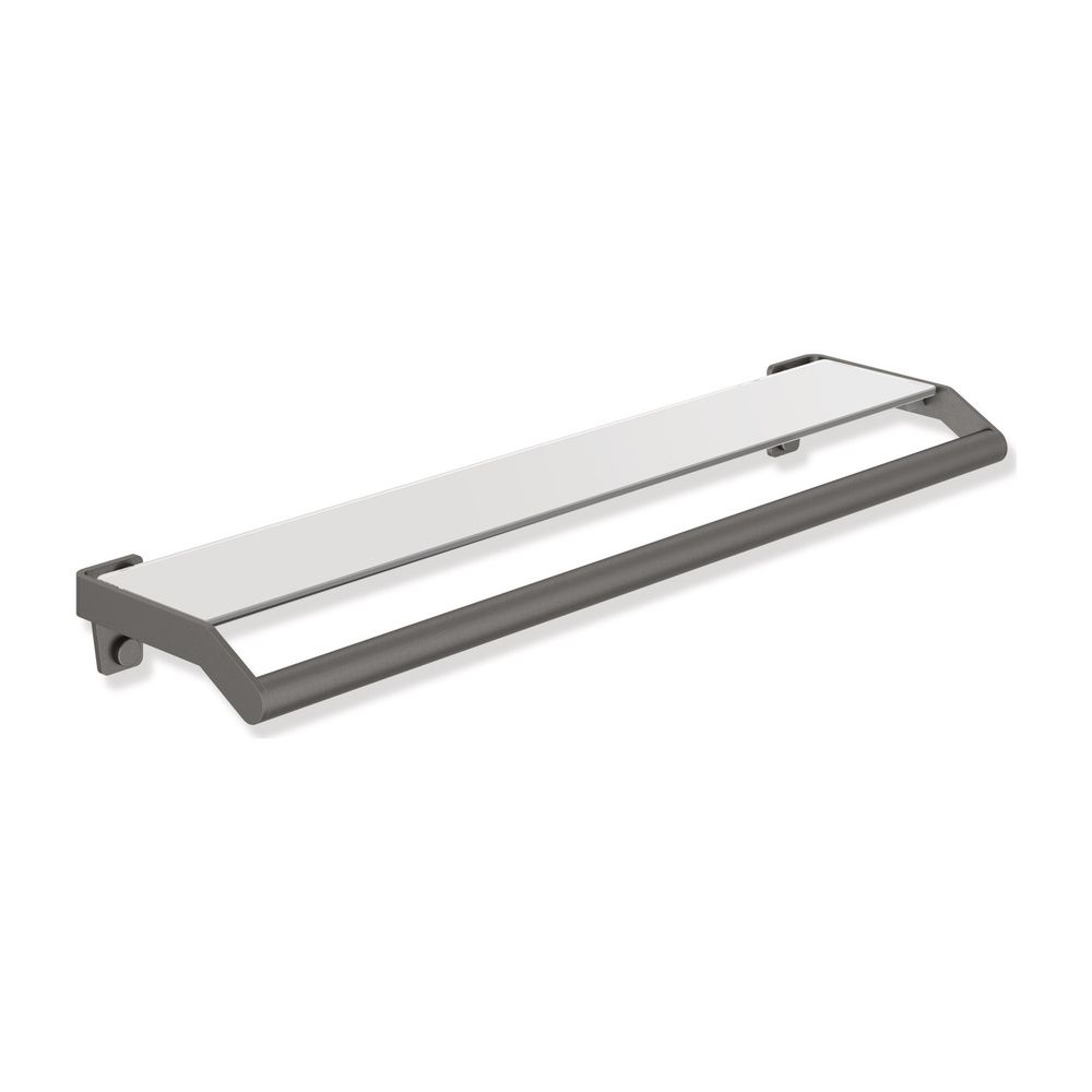 HEWI Support de rangement avec poignée, revêtement poudre Gris foncé Perlglimmer finition mate profonde