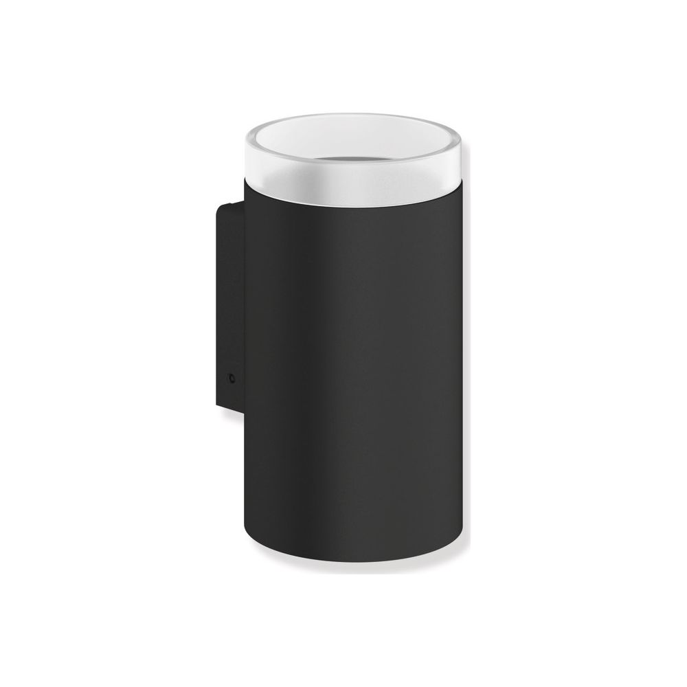 HEWI Verre à eau avec support, revêtement poudre Noir finition mate profonde