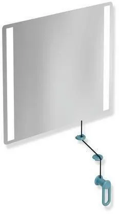 HEWI Miroir orientable LED basic, L:599 mm H:540 mm bleu aqua