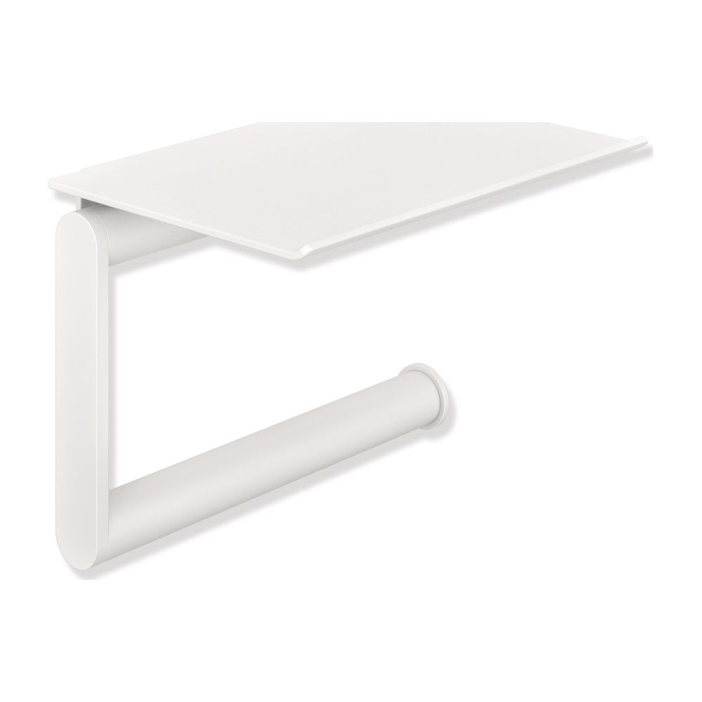 Support de papier WC avec tablette HEWI, revêtement poudre blanc mat profond, 900.21.00460 DX