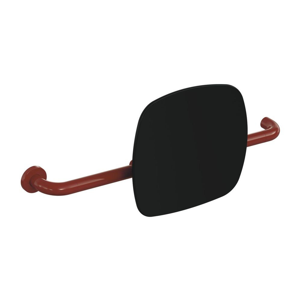 HEWI Soutien dorsal noir profond, WA 150 mm, à gauche pour fixation sur poignée rabattable murale/support rouge rubis