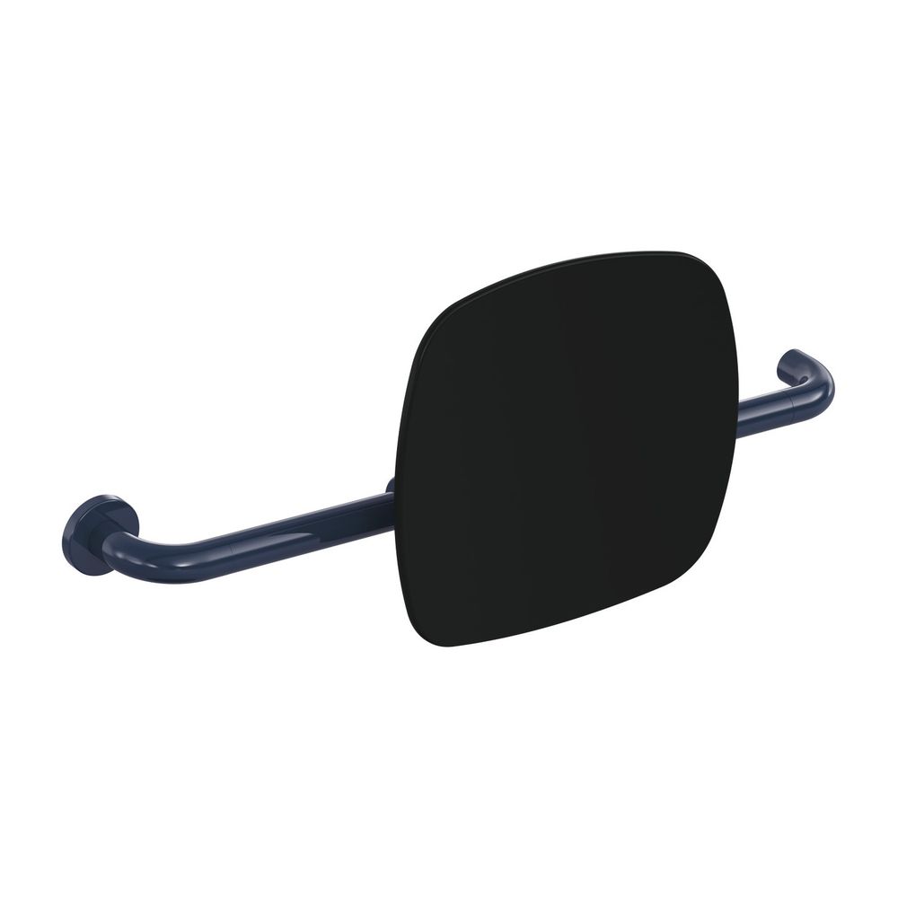 HEWI Soutien dorsal noir profond, WA 150 mm, à gauche pour fixation sur poignée rabattable murale/support bleu acier
