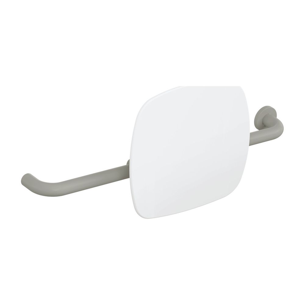 HEWI Soutien dorsal Signalweiß EM, WA 150 mm fixation droite sur poignée rabattable murale/stable felsgrau