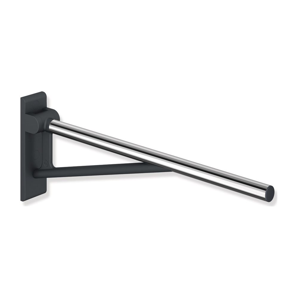 Poignée rabattable de soutien HEWI L 700 mm, chromée, bras en plastique anthracite
