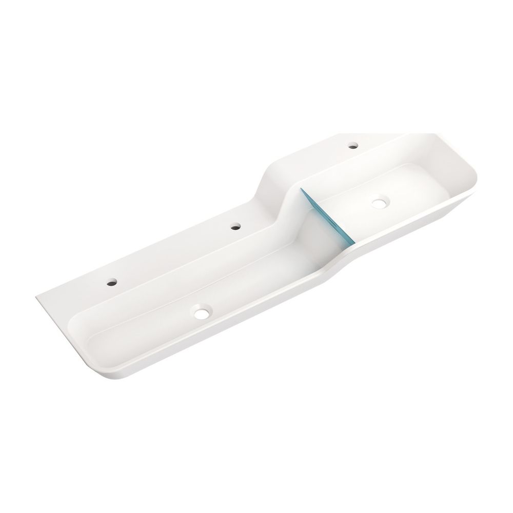 HEWI Lavabo 1400 mm, cuvette supérieure droite 3HL, blanc alpin, disque d'obturation bleu