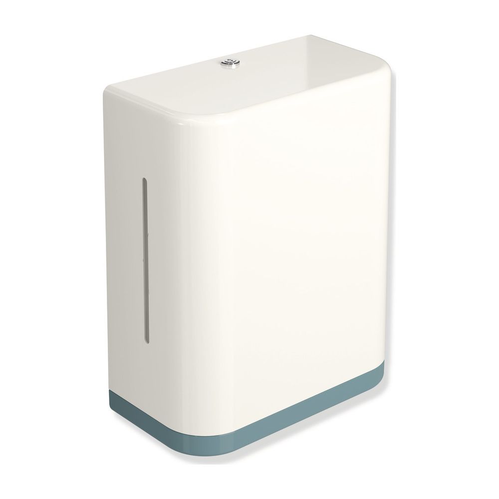 HEWI Distributeur de serviettes en papier Corps blanc pur, Cadre bleu aqua