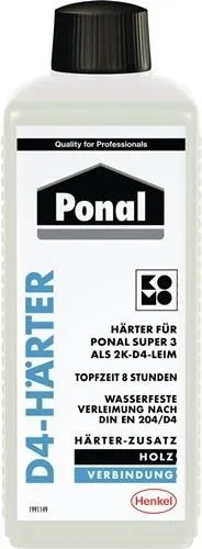 Durcisseur Ponal D4 pour colle étanche à l’eau (Super 3) PNI3N 250 g flacon — lot de 6 pièces
