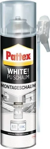 Pattex Mousse de montage 1K White Line PUW50 500 ml B2 blanc avec gants intégrés