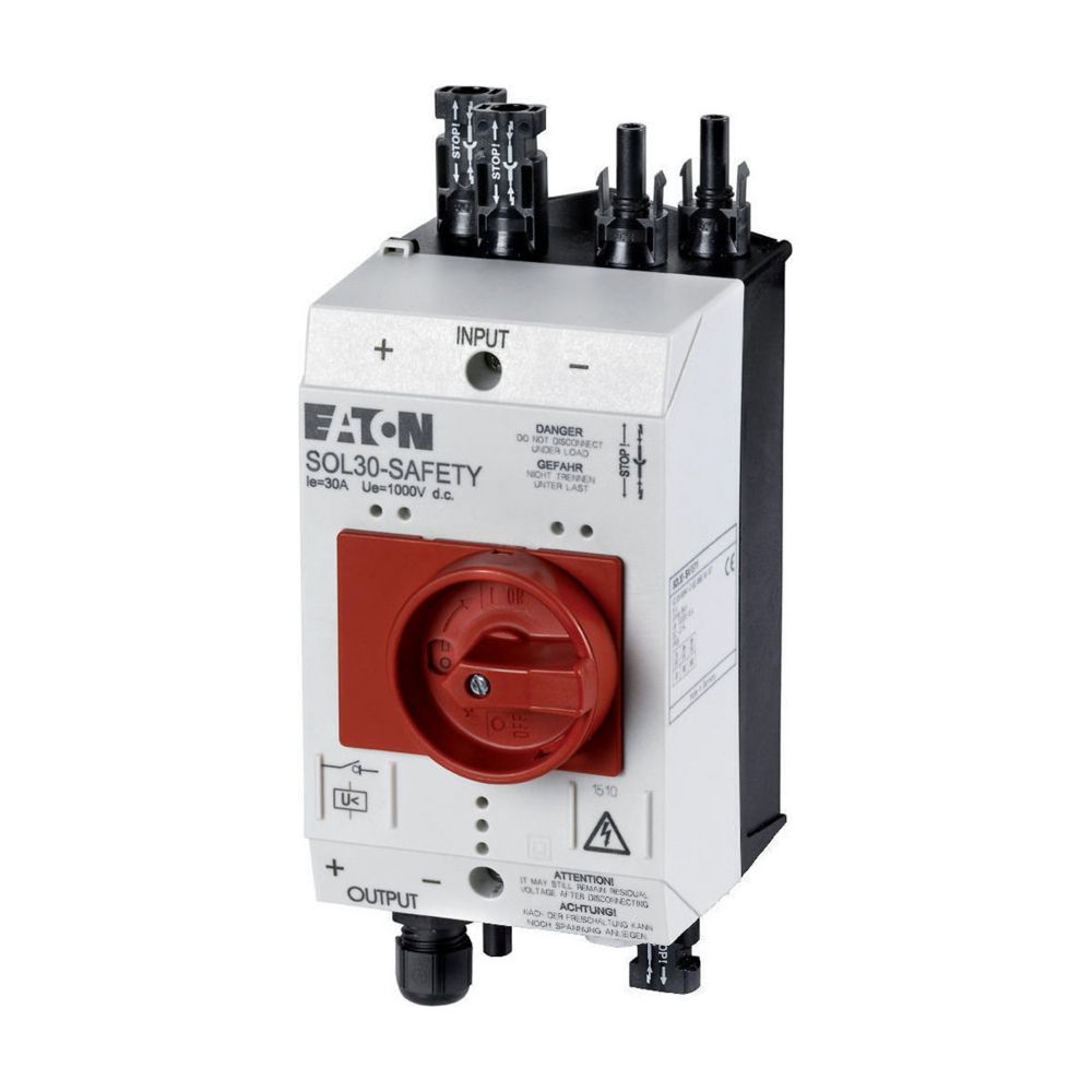 Interrupteur de sécurité pompier Eaton SOL30-SAFETY 2MC4-U, 30 A, 130x100x234 mm, noir