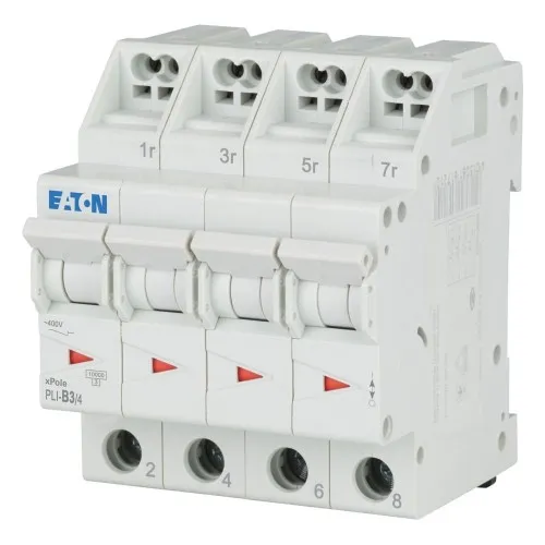 Disjoncteur Eaton PLI-B3/4, 3 A, 4 pôles, courbe B