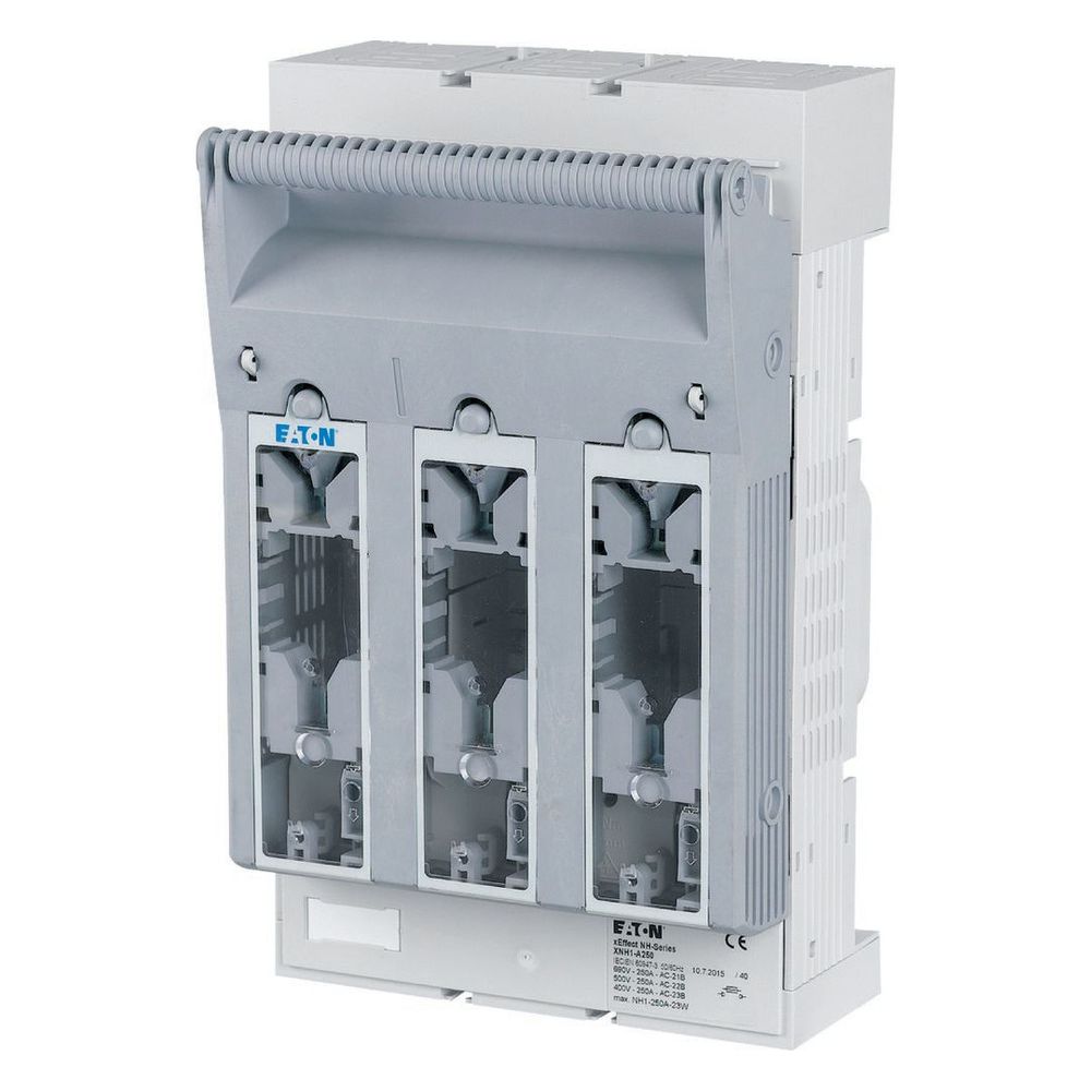 Sectionneur porte-fusible NH Eaton xEffect XNH1-A250, 3 pôles, connexion plate M10, polyamide, gris