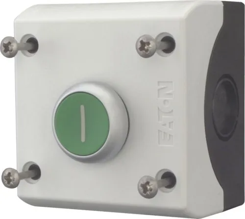Bouton-poussoir Eaton M22-D-G-X1/KC11/I, 1 contact NF + 1 contact NO, plat, vert, montage en saillie (216522)