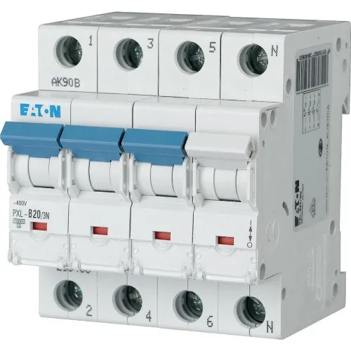 Disjoncteur différentiel Eaton PXL-D20/3N avec étiquette