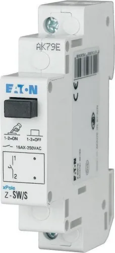 Eaton interrupteur de commande xPole Z-SW/S, 16A 250V, 1 pôle, 70x17,5x80mm, IP40, Noir