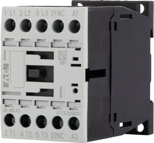 Eaton DILM9-01 Contacteur de puissance, 3 pôles, 380 V / 400 V 4 kW, 1 O, 24 V 50/60 Hz, commande en courant alternatif, bornes à vis (276729)