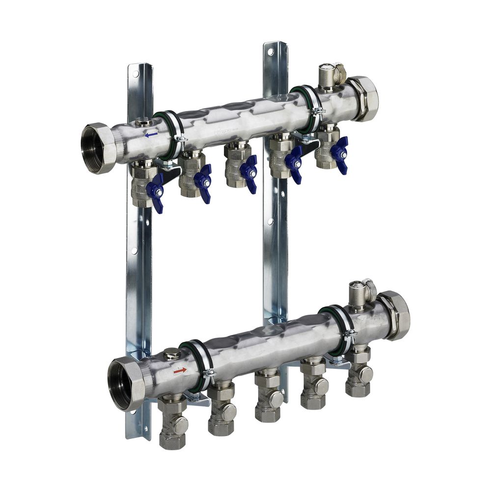 Collecteur industriel Viega 1007, 16 circuits, filetage Rp 3/4", longueur 1354 mm, acier inoxydable