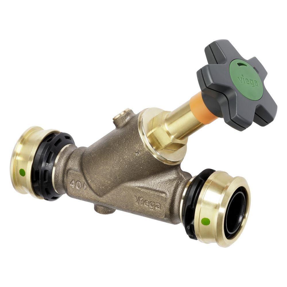 Viega Easytop Vanne d'arrêt à siège incliné avec contour SC-Contur 5337.5, DN 15, Ø 20 mm, bronze au silicium