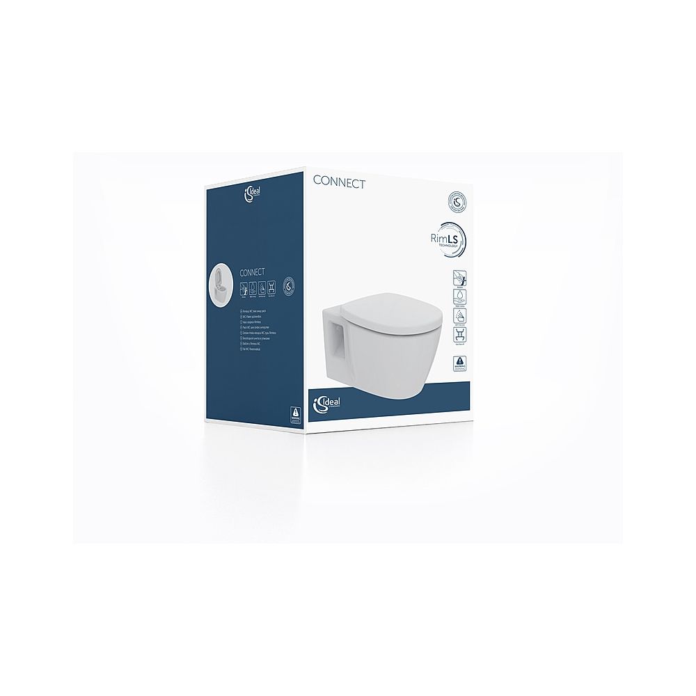 Pack WC Ideal Standard Connect, WC sans rebord avec abattant SoftClosing, 365x550x340mm, blanc