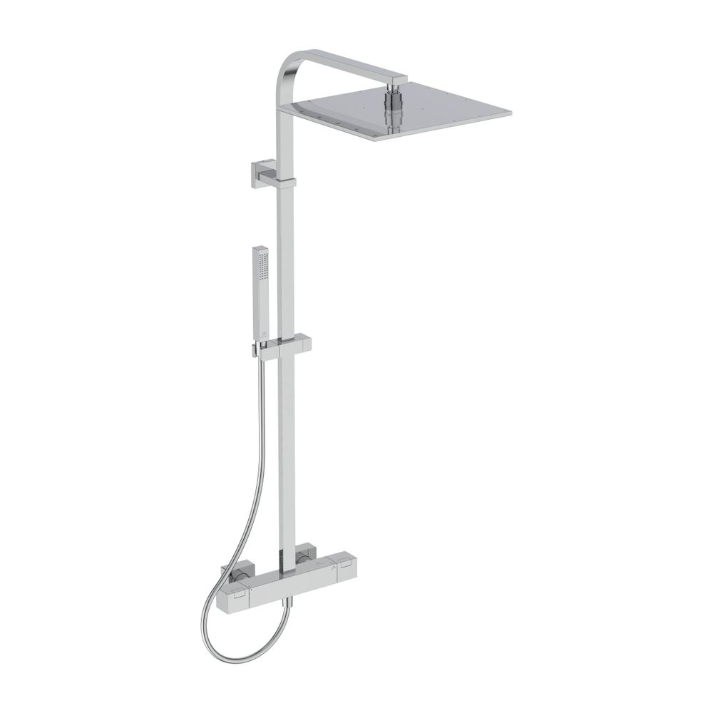 Système de douche Ideal Standard Ceratherm T100 Square pommeau carré 300x300 mm avec finition Stick-HB chromé