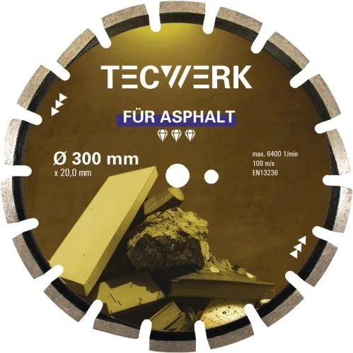 Tecwerk Disque diamant ASPHALT D. 400 mm alésage 25,4 mm hauteur segment 10 mm épaisseur segment 3,4 mm TW