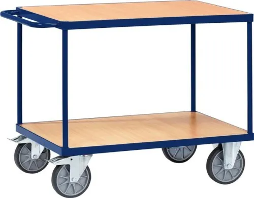 Chariot à plateaux 2 niveaux L850xP500mm bleu saphir Trgf.500kg TECWERK
