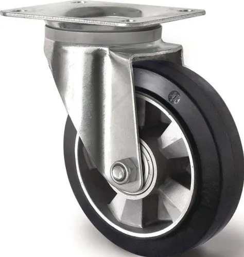 Roulette orientable pour charges lourdes Ø250 mm - Charge max. 500 kg - Roue en élastomère - Fixation par plaque TECWERK
