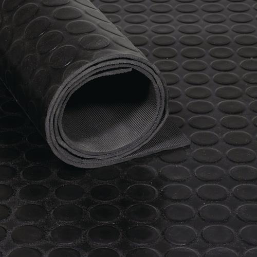 Tapis en caoutchouc à picots B.1,4m L.10m Ép.3mm noir NR/SBR sans tissu