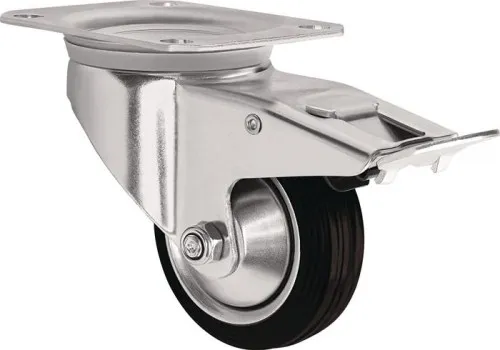 Roulette orientable Tecwerk avec frein, diamètre 200 mm, charge 205 kg, fixation VG 135x110 mm