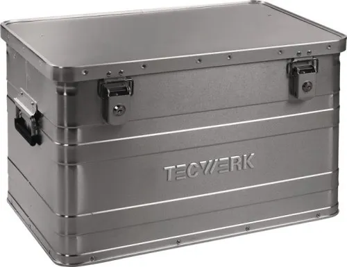 Boîte en aluminium L595xL390xH380mm 70l avec fermeture à levier et serrure à cylindre