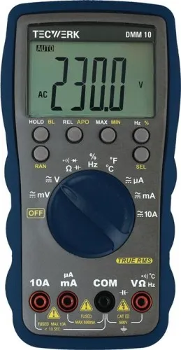 Multimètre DMM 10 0-600V AC/DC TRUE RMS TECWERK