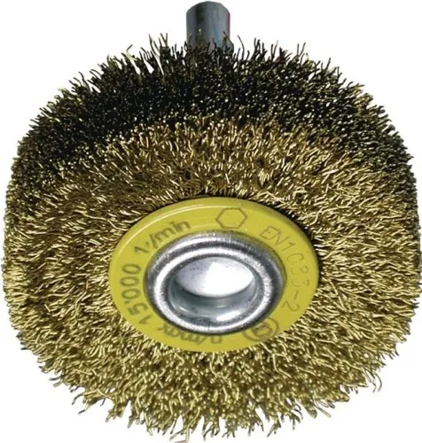 Brosse ronde Ø80mm épaisseur de fil 0,2mm laiton 19mm 12000 min⁻¹ TECWERK