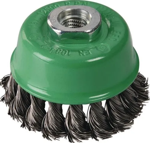 Brosse cup Tecwerk D.80 mm, fil de 0,5 mm en acier inoxydable, 8500 tr/min