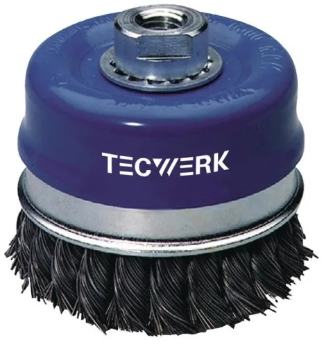 Brosse cup Tecwerk Ø 80 mm, épaisseur de fil 0,5 mm, 8500 tr/min