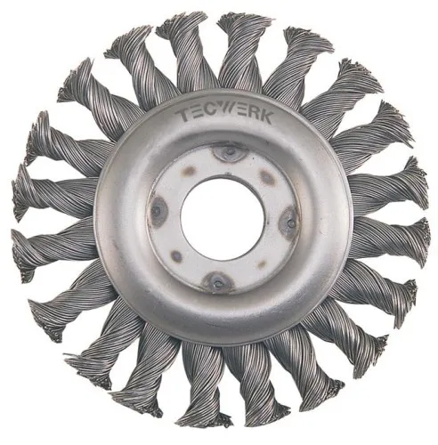 Brosse ronde Tecwerk Ø 125 mm, fil acier inox 0,5 mm, largeur de garnissage 12 mm