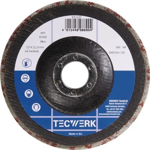 Disque de ponçage compact en non-tissé Tecwerk BUF017 D.125 mm, alésage 22,23 mm avec support en fibre de verre anthracite TW