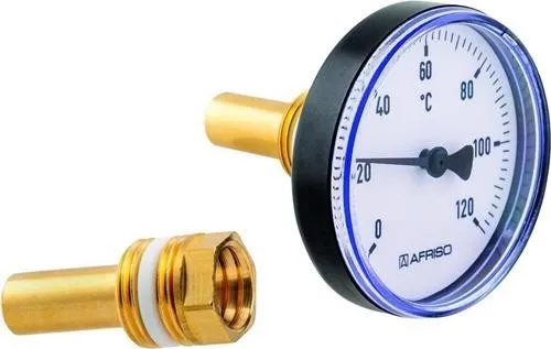Thermomètre bimétallique Afriso BiTh 100 K axial, 0/120 °C 100 mm G 1/2" classe 2, ABS/LAITON, noir, 63696
