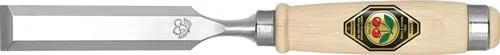 Ciseau à bois Kirschen, lame 12 mm, acier, manche en hêtre blanc, forme Ulmer