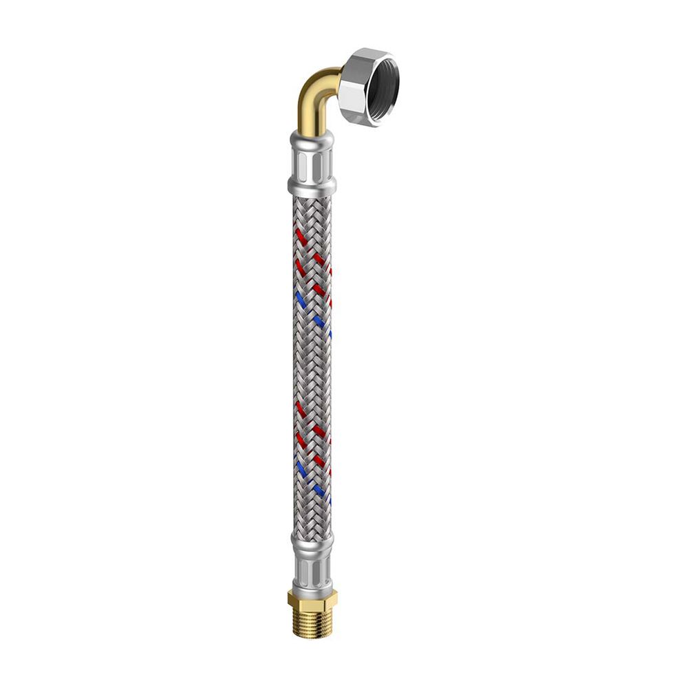 Tuyau flexible blindé Meiflex Flamco avec raccord laiton 3/4" AG x 3/4" coudé, 500 mm
