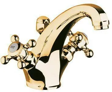 Robinetterie mitigeuse Kludi 1926 pour lavabo avec évacuation 140 mm doré
