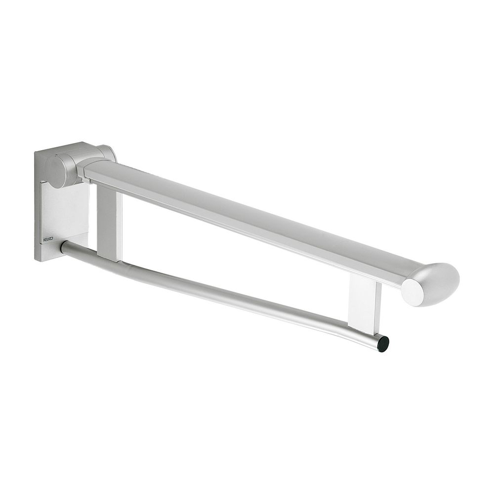 Poignée rabattable Keuco Plan Care pour lavabo, 650 mm, rabattable vers le haut, frein, chromée/gris clair