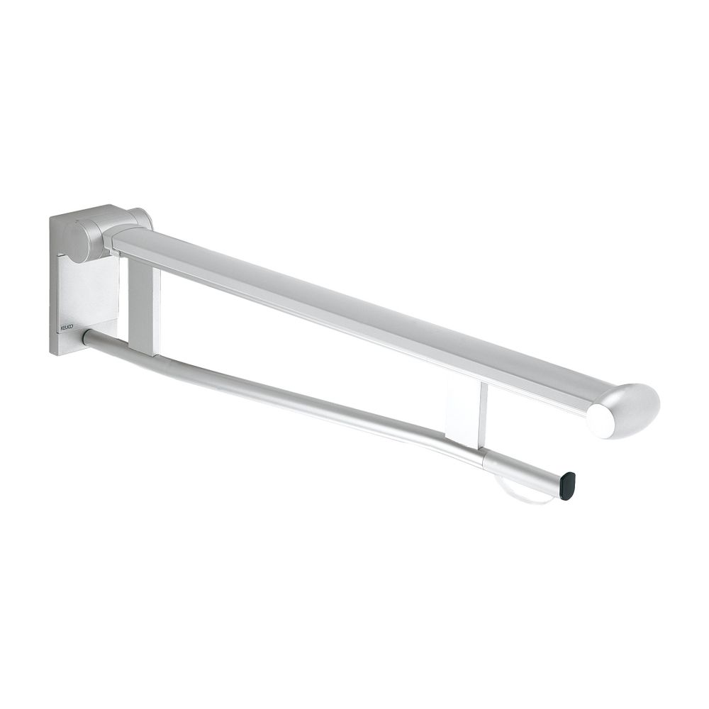 Keuco Plan Care poignée d'appui rabattable WC, avec porte-rouleau, 850 mm, rabattable vers le haut, frein intégré, chromé/noir gris