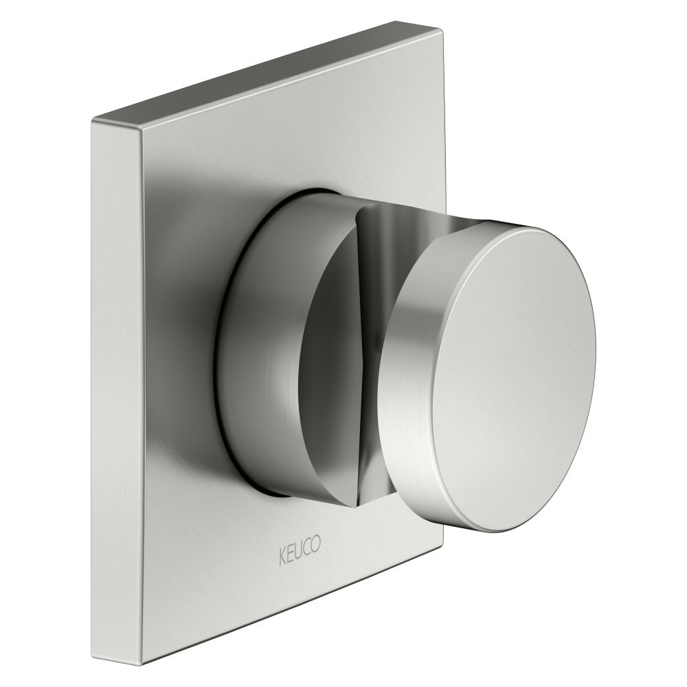 Support de douchette murale Keuco Ixmo pour flexible avec écrou conique, avec kit de fixation, rosace carrée, finition acier inoxydable, 59591060002