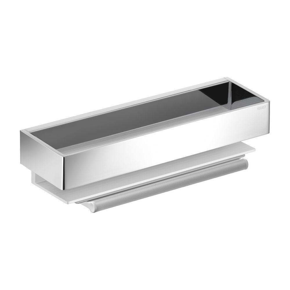 Porte-serviettes de douche Keuco Edition 11 avec racleur en verre, noir brossé/chrome/aluminium, 11159130000