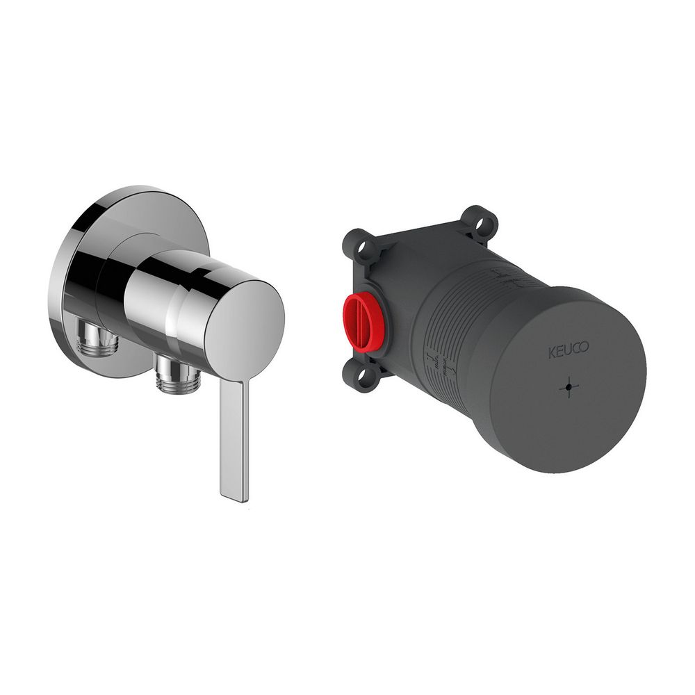 Set de mitigeur mitigeur monocommande Keuco Ixmo encastré avec raccord flexible Pure, rosace ronde, poignée Pure, chromé, 59552019521