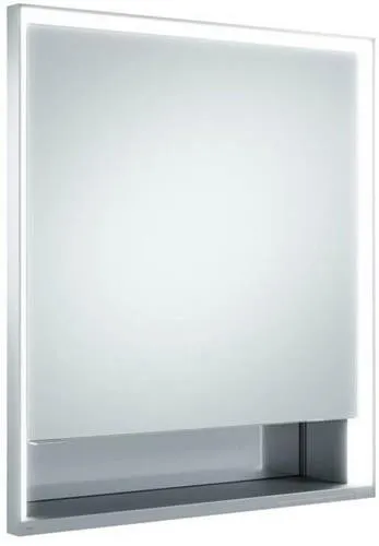 Meuble miroir Royal Lumos Keuco encastré mural 1 porte courte, ouverture à droite, avec 1 prise, 650x735x165mm, argent anodisé