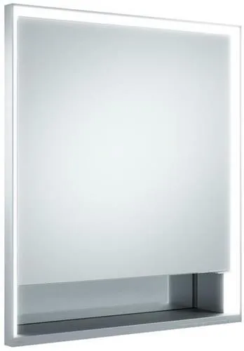 Keuco Royal Lumos Miroir Armoire encastrable mural, 1 porte, portes courtes côté gauche, avec 1 prise, 650x735x165mm, argent anodisé
