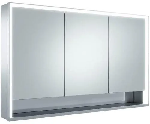Keuco Royal Lumos Miroir-penderie à poser 3 portes courtes, avec 2 prises, 1200x735x165mm, argent anodisé