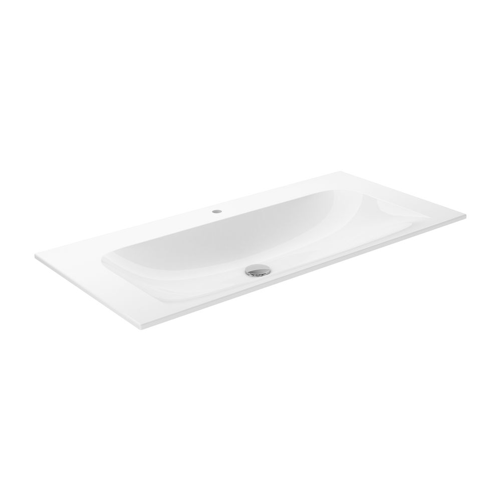 Lavabo en céramique Keuco X-Line avec trou de robinetterie 1 trou, 1007x17x494mm, Blanc, 33170311001