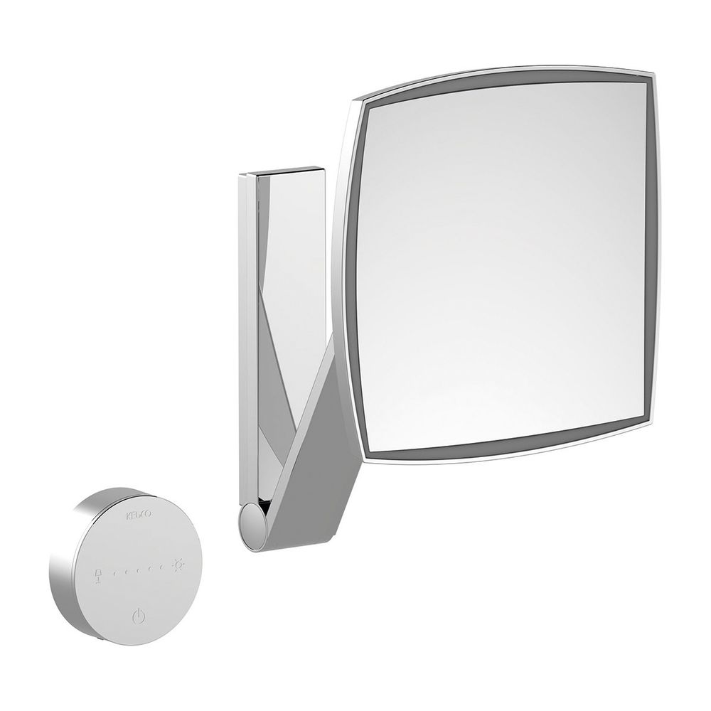 Miroir de maquillage Keuco iLook_move rectangulaire, éclairé, avec passage de câble encastré et panneau de commande en verre, 2 températures de lumière, finition aluminium
